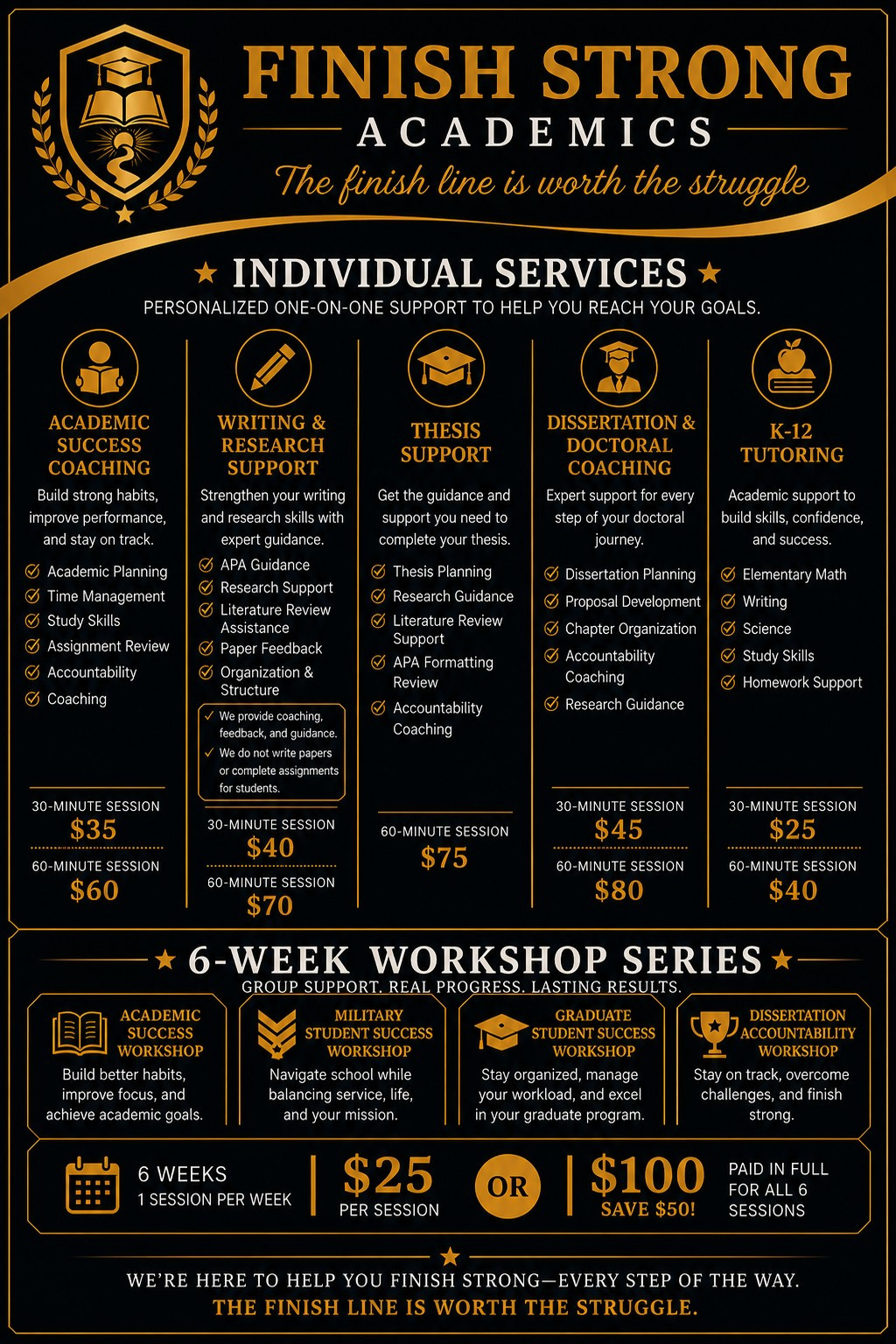 Pricing — Finish Strong Academics